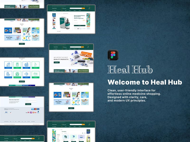 HealHub – Modern Pharmacy eCommerce Website UI Design