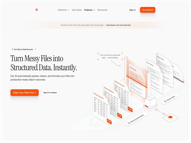 📑 AI Data Parsing & Structuring Hub — Hero UI Layout