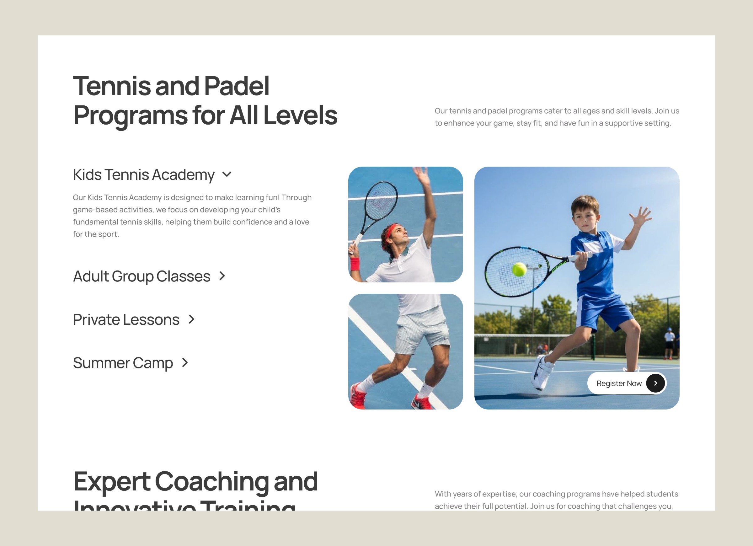 Website for a Sports Coaching ✲ AcePro Image 1