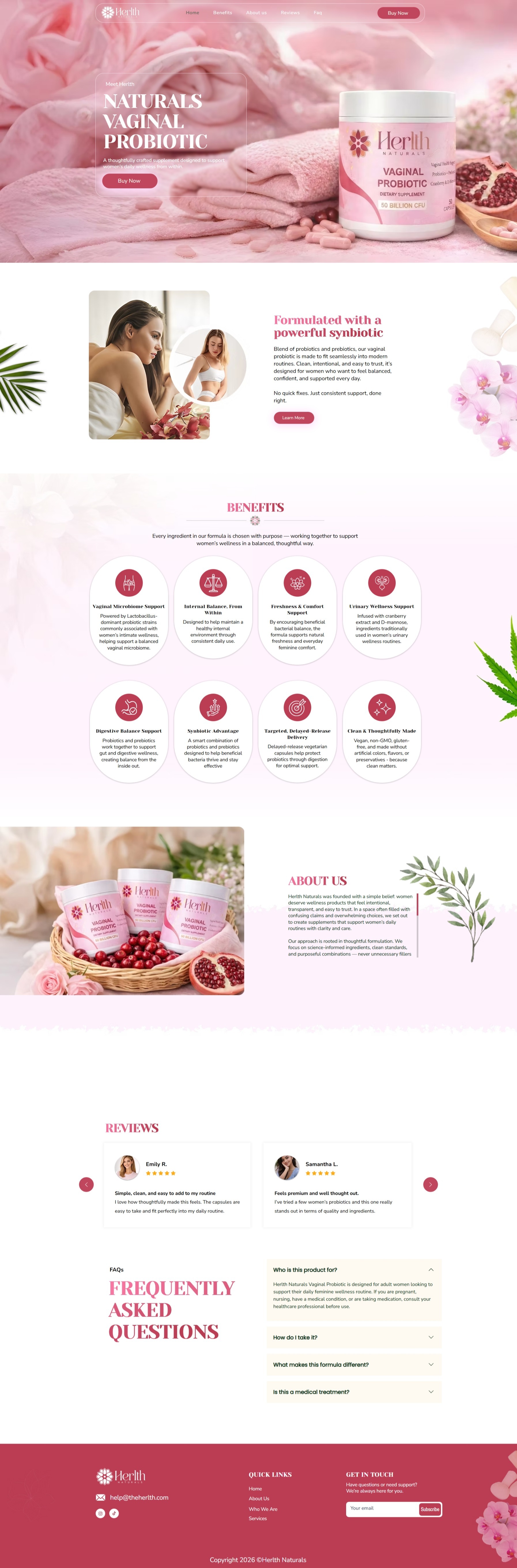 Herlth Naturals — Women’s Probiotic Website Design Image 0