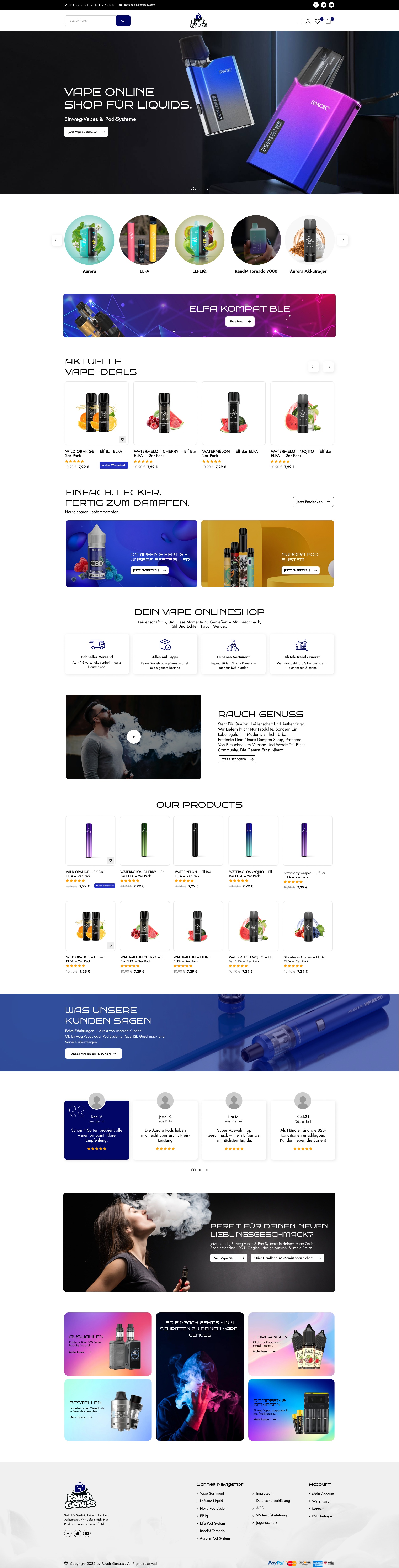 Rauch Genuss | Vape & E-Liquid eCommerce Website Design Image 0