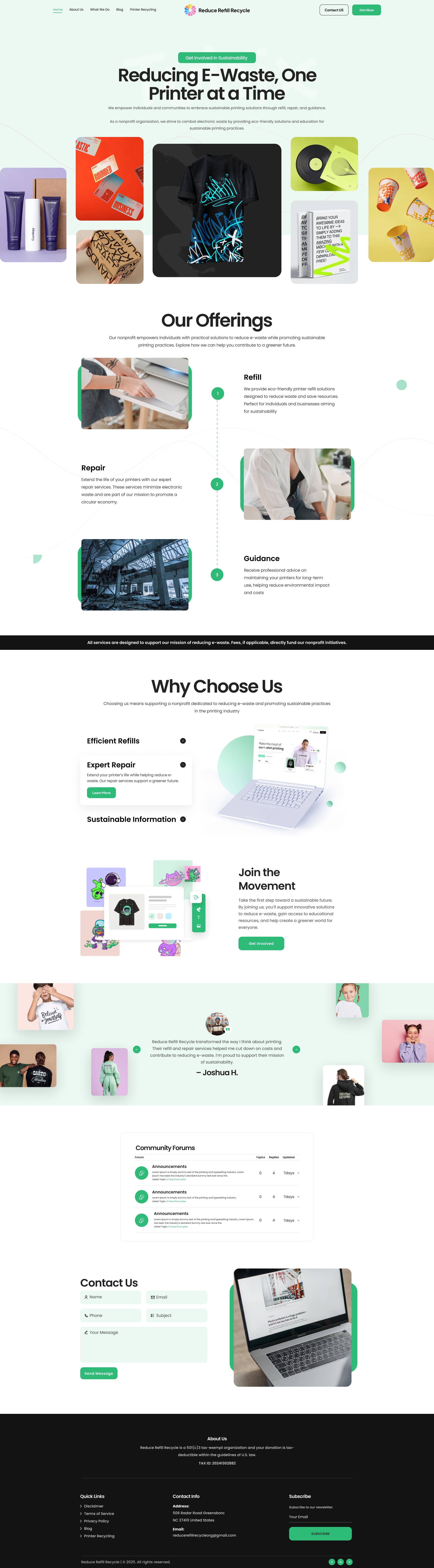 Reduce Refill Recycle | Sustainable E-Waste Website Design Image 0
