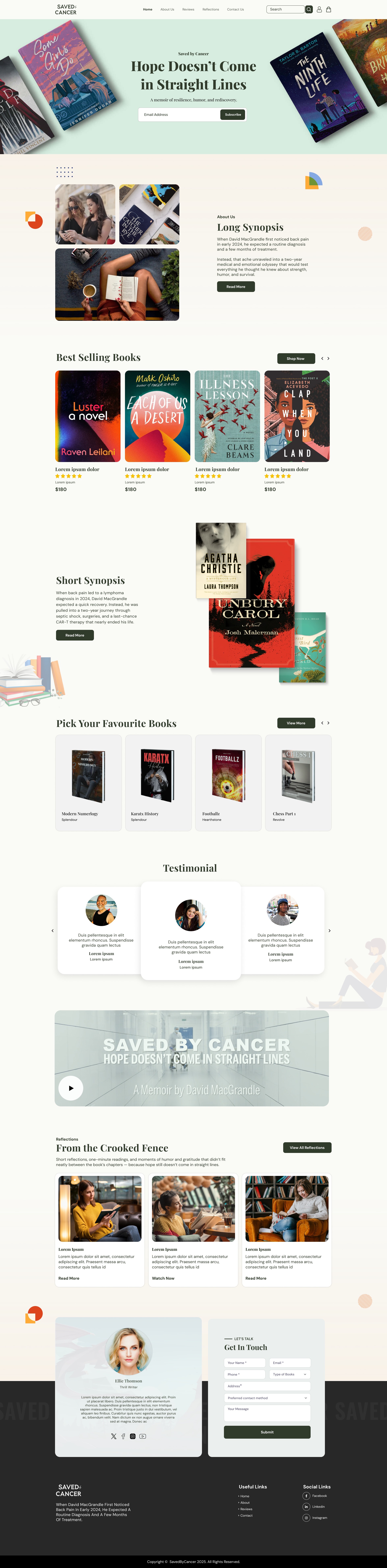 Saved By Cancer | Author Memoir Website Design Image 0