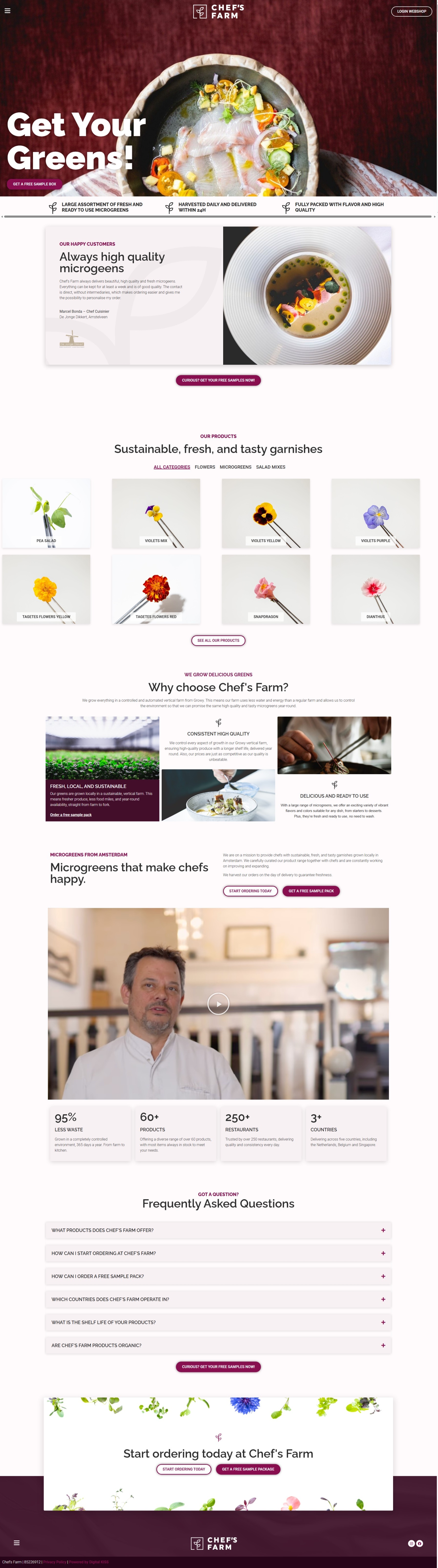 Chef's Farm — Microgreens & Fresh Garnish Website Design Image 0