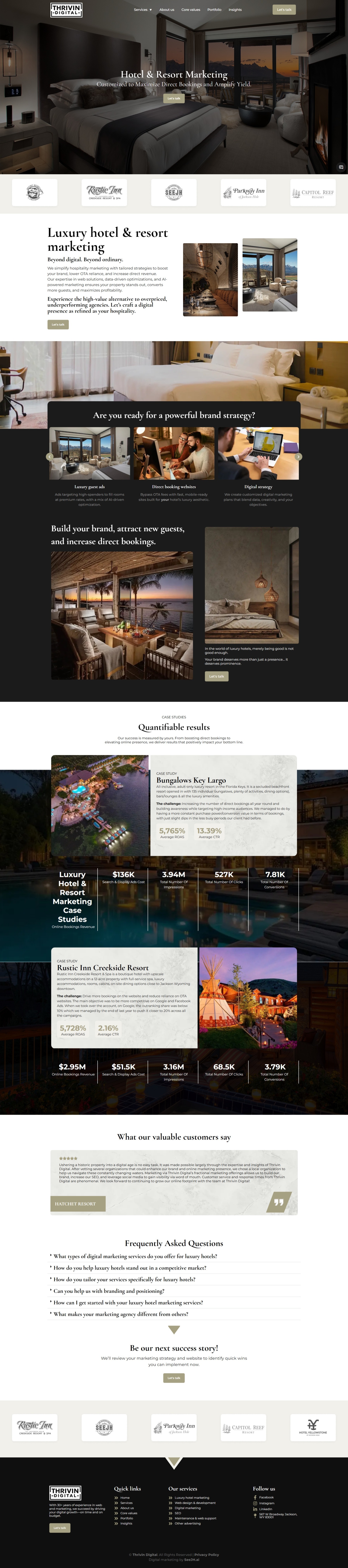 Thrivin Digital — Hotel & Resort Marketing Website Design Image 0