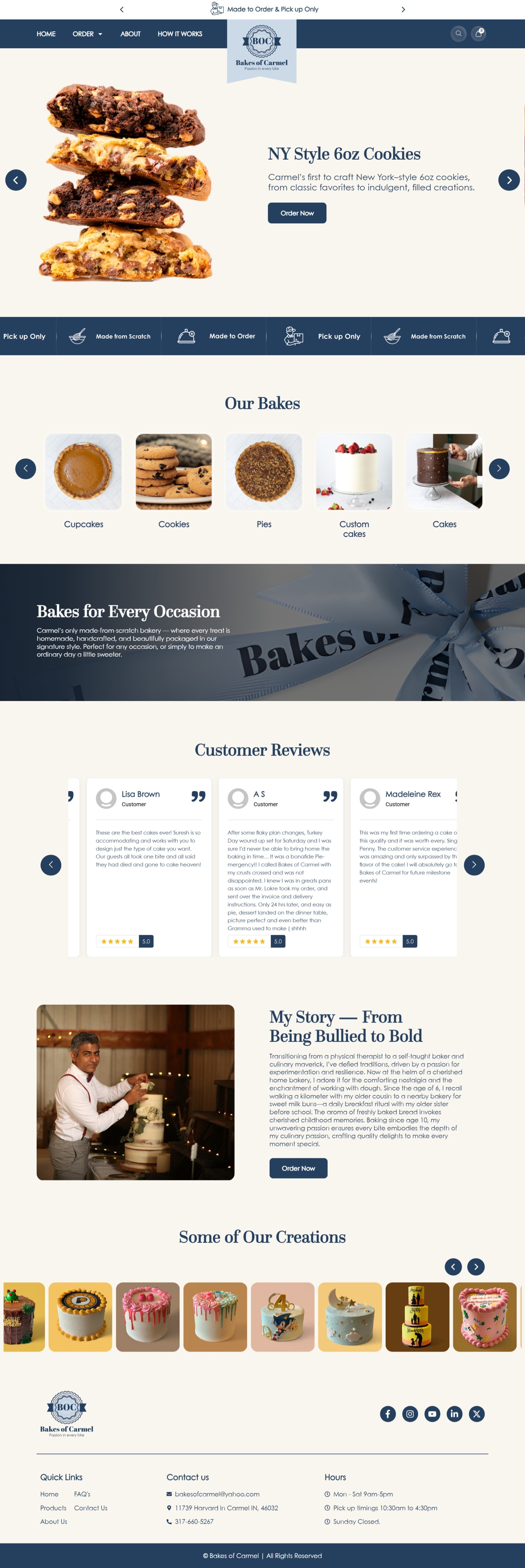 Professional Bakery & Custom Cake Website Design | Bakes of Carmel Image 0