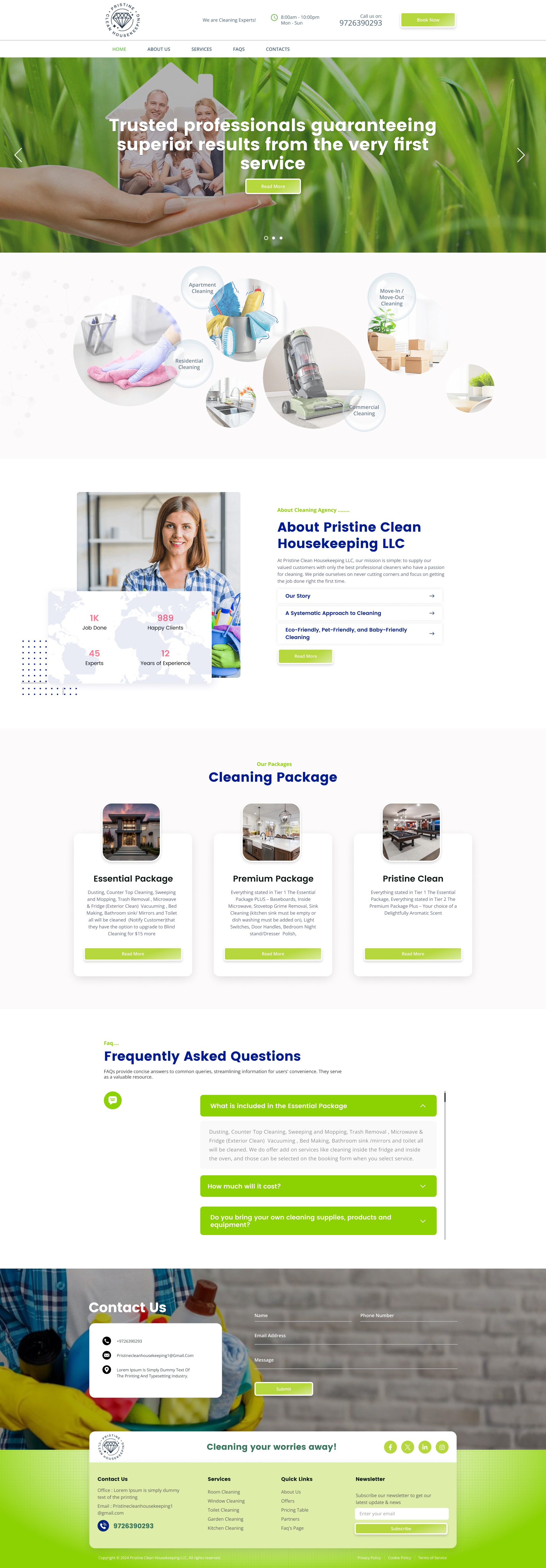 Pristine Clean Housekeeping – Premium Service Web UI Image 0