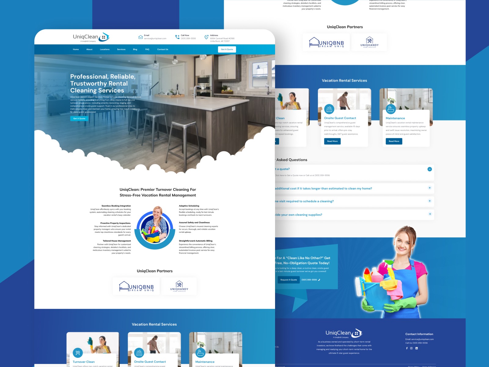 UniqClean – Vacation Rental Cleaning Website UI Design
