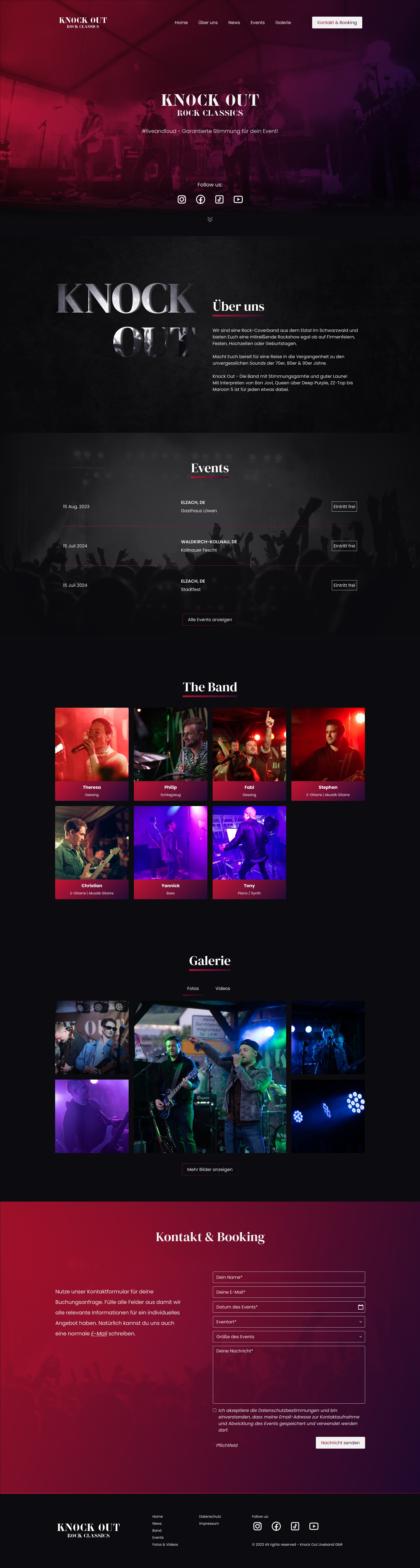 Knock Out – Rock Band UI/UX Design Image 0
