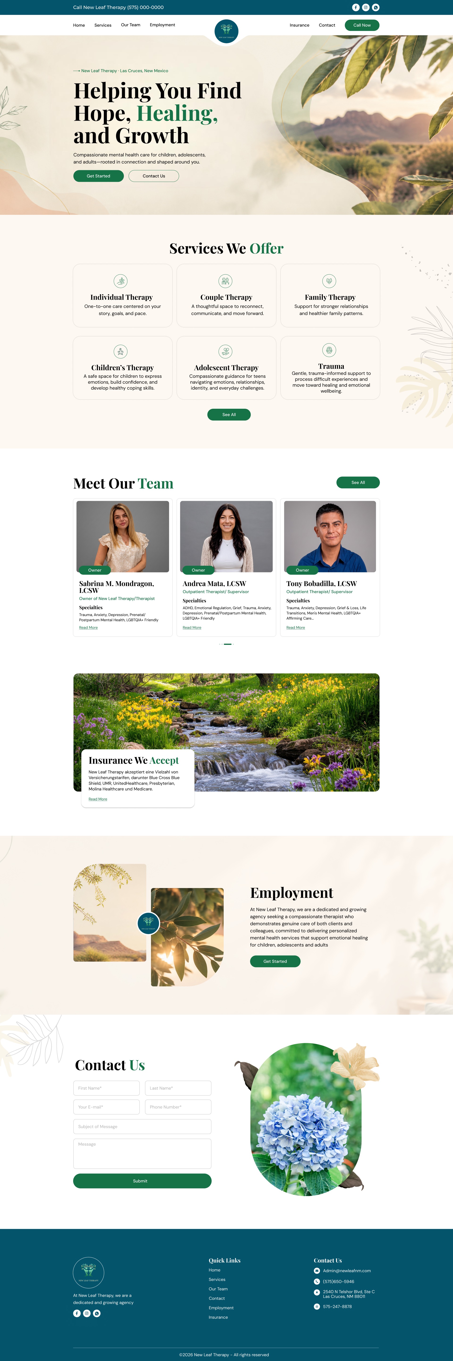 New Leaf Therapy | UI/UX Design for Therapy Practices Image 0