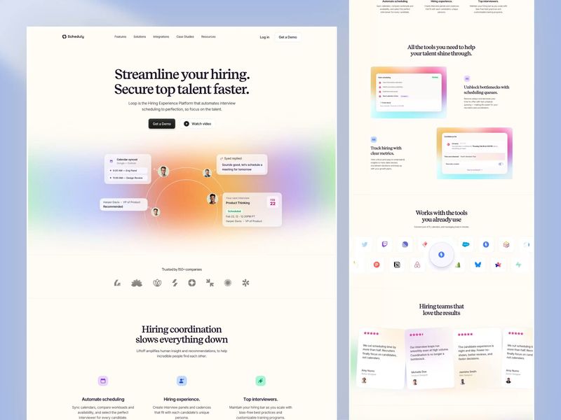 Interview Scheduling Software Landing Page