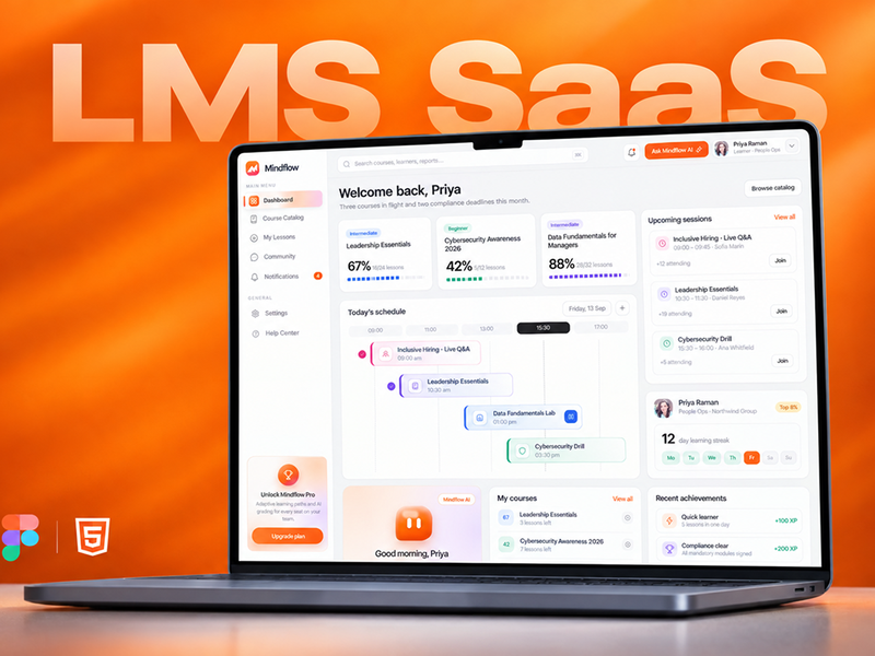 AI-Powered LMS SaaS Dashboard Web App UI Kit - SaaS, Dashboard, Mobile design asset by ui8