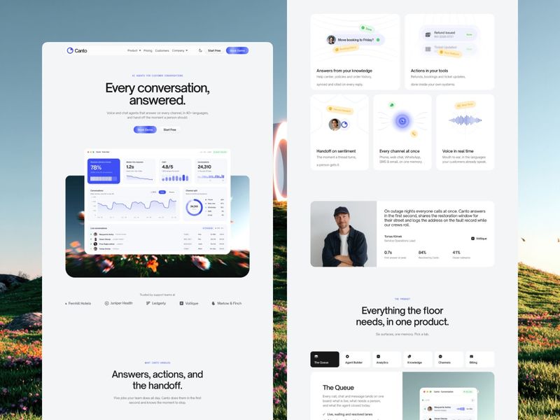 CantoAI, a Framer template for AI SaaS and agent startups