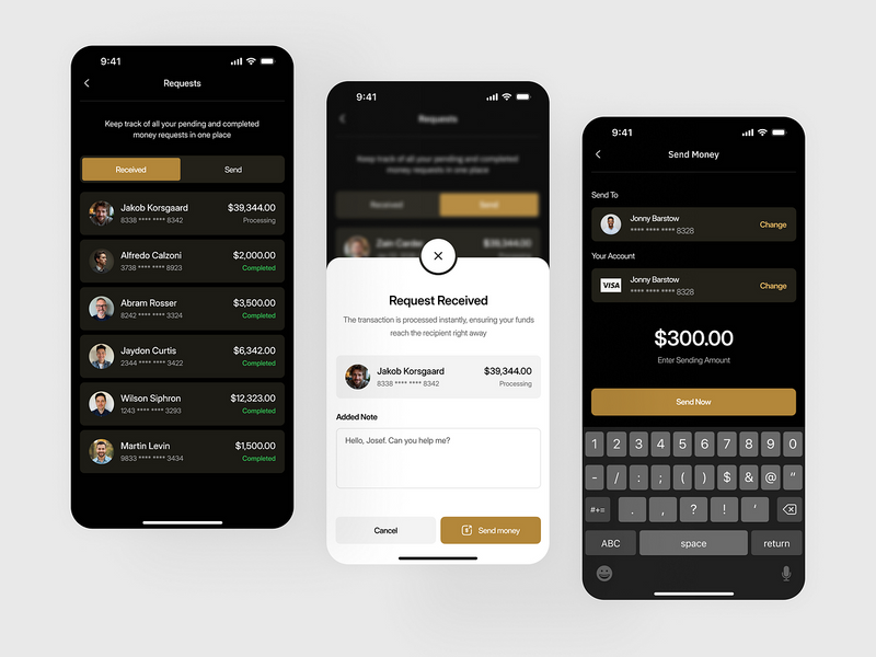 Fintech Mobile App UI Design | Money Transfer & Payment Requests