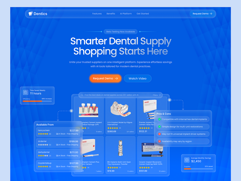 Landing Page for Dental Supply AI Platform by Sofiia Shvaia