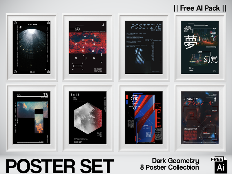 Dark Geometry — 8 Free AI Posters