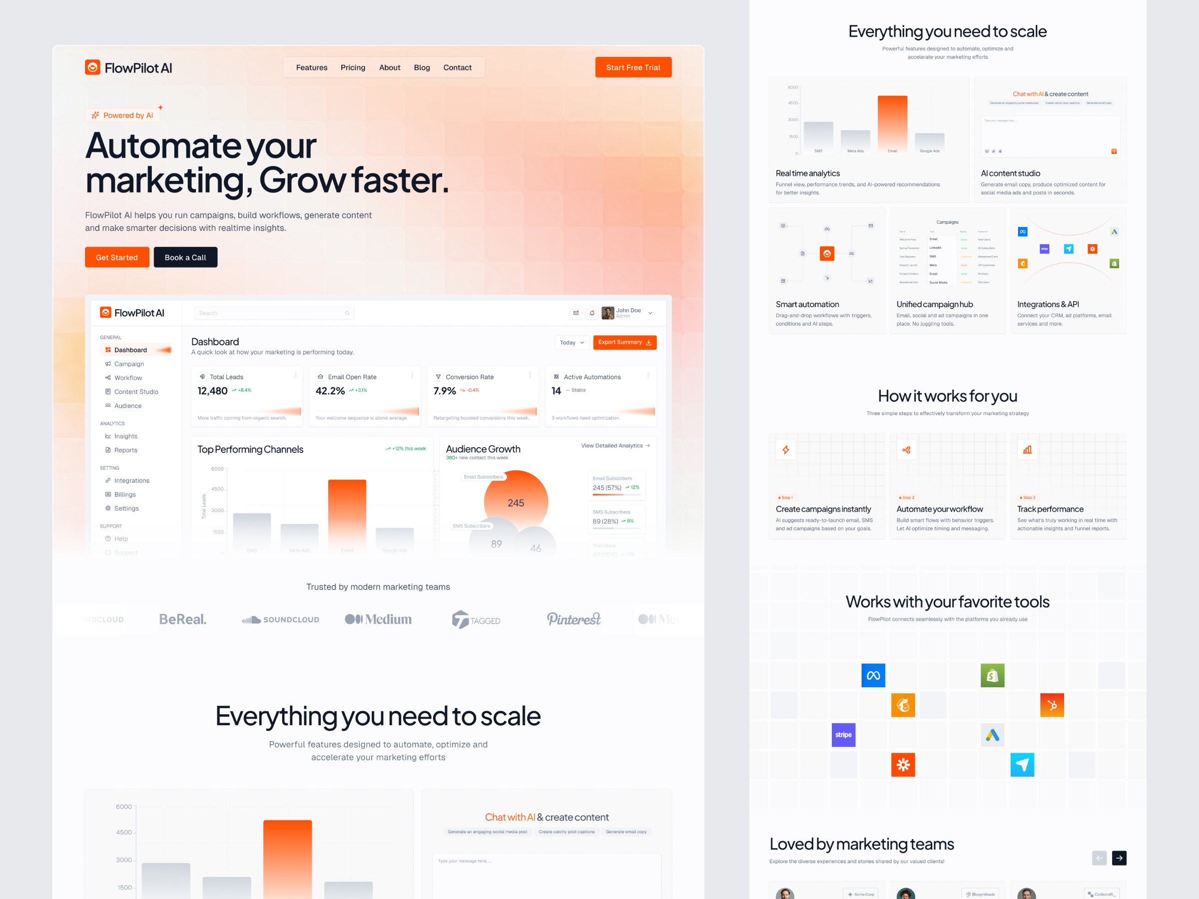 FlowpilotAI – Marketing Analytics SaaS Landing Page Image 0