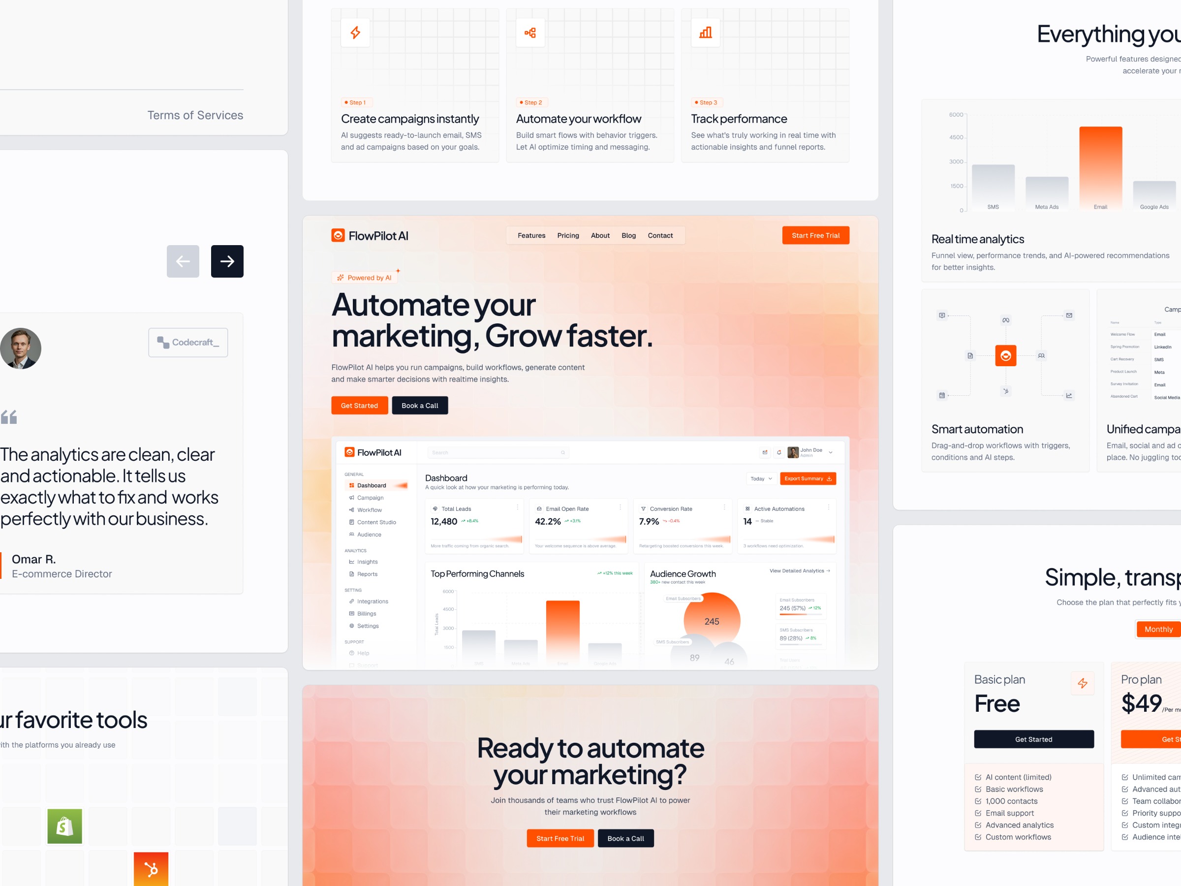 FlowpilotAI – Marketing Analytics SaaS Landing Page Image 1