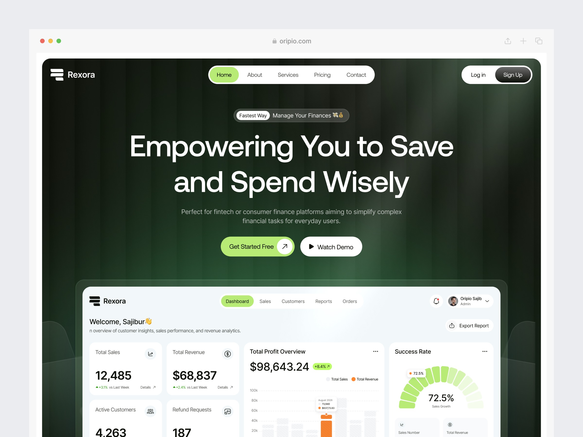 Rexora – Sales Management SaaS Website Image 0