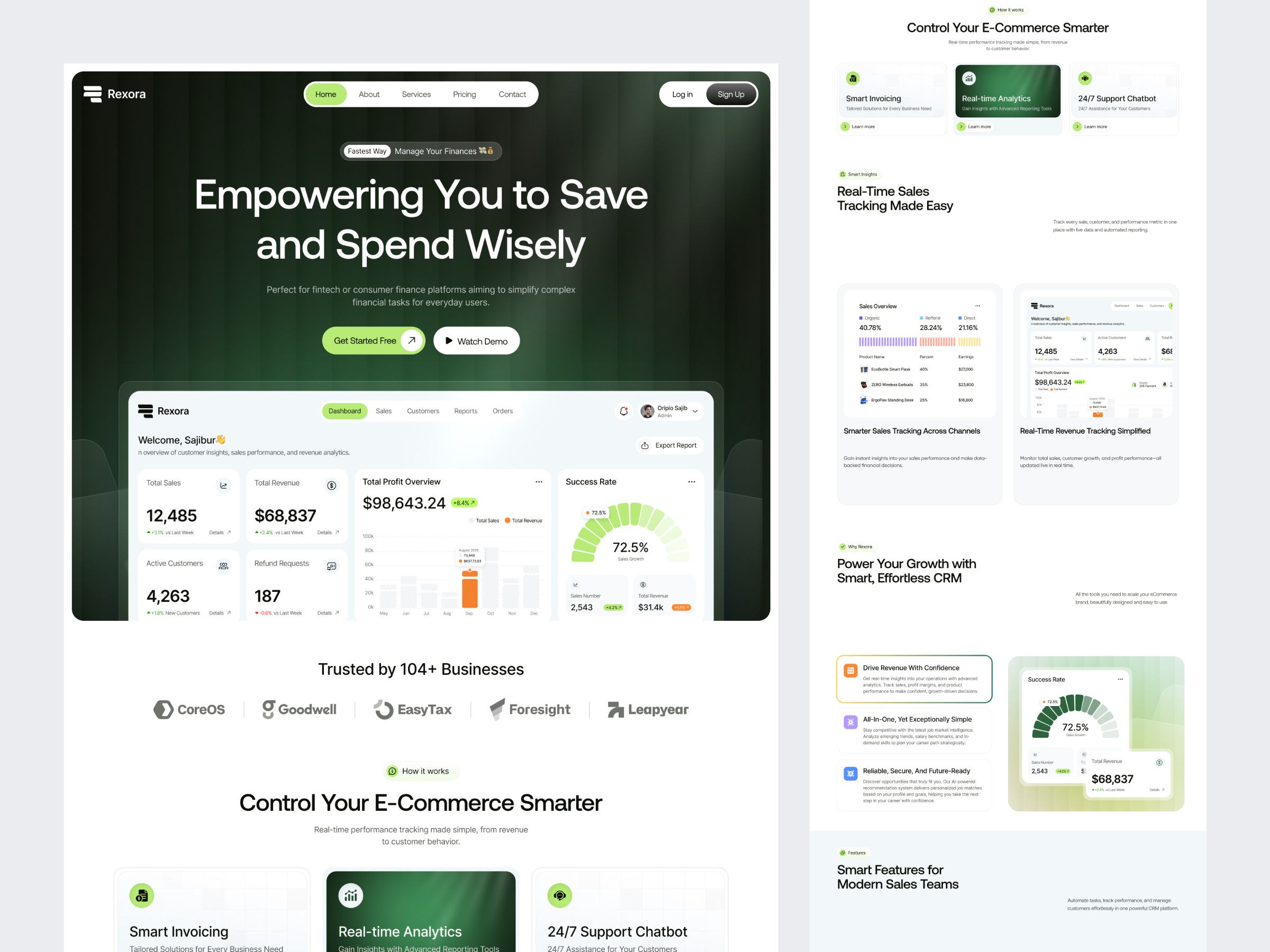 Rexora – Sales Management SaaS Website Image 1