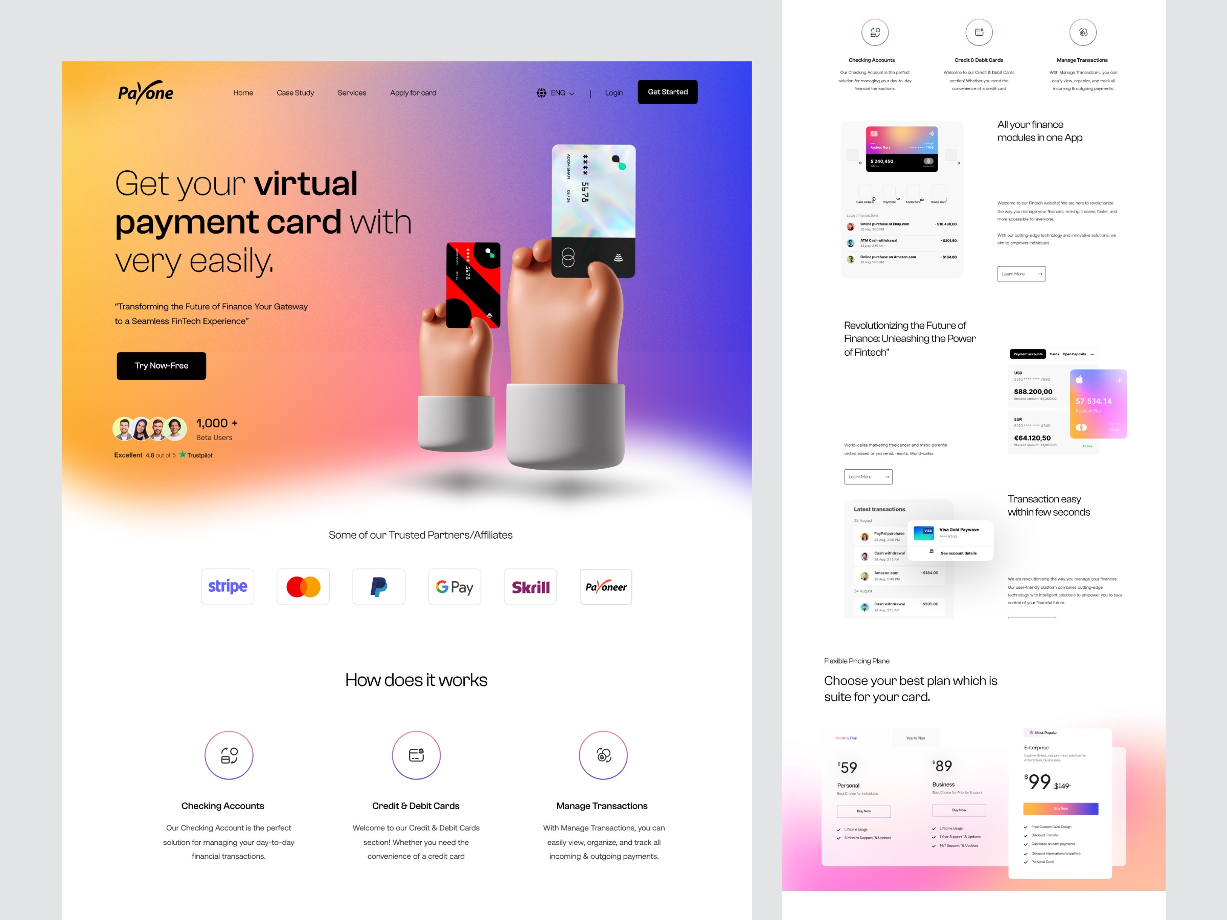 SaaS Landing Page Design - Virtual Payment Card Image 0