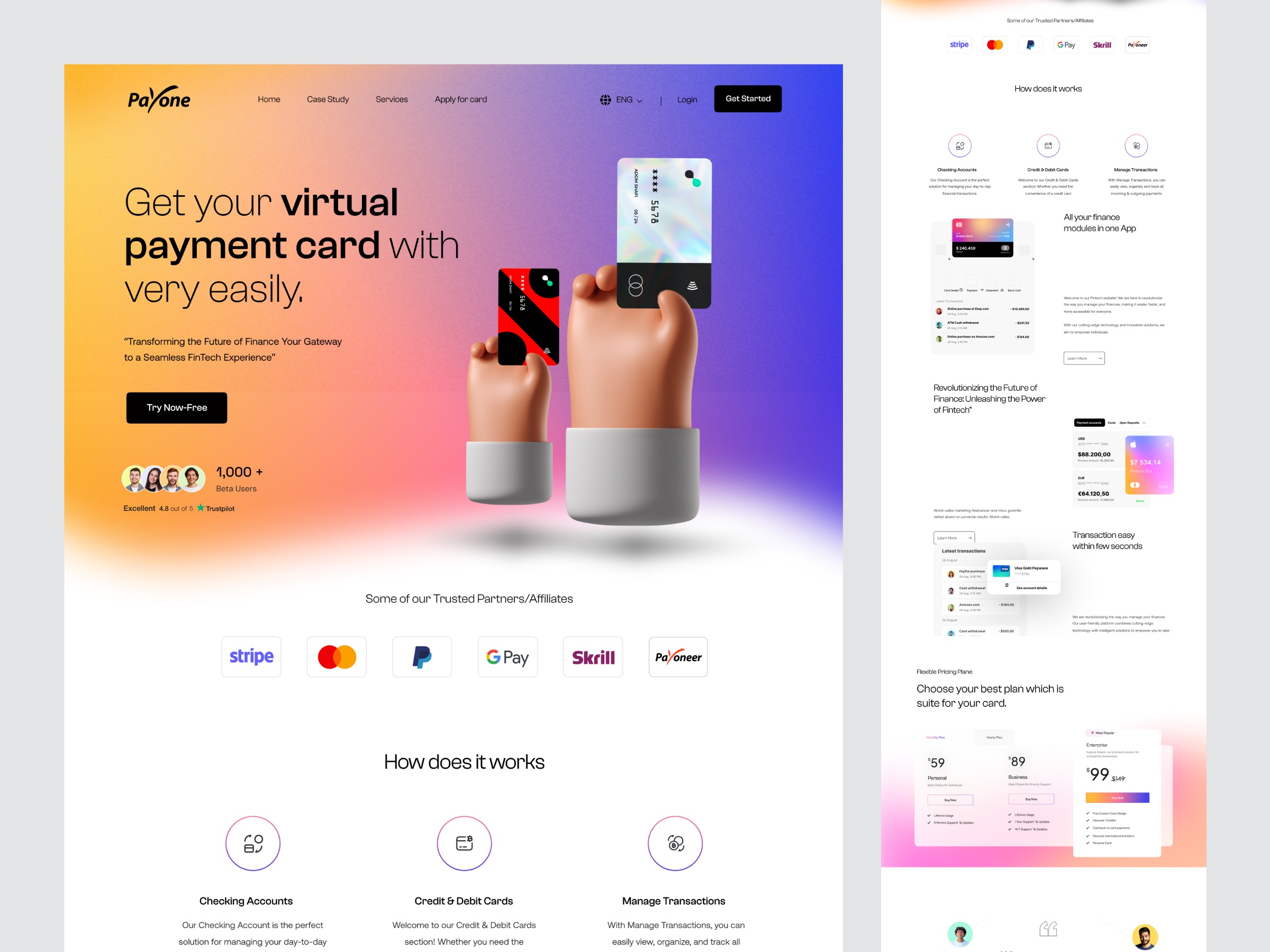 SaaS Landing Page Design - Virtual Payment Card Image 2