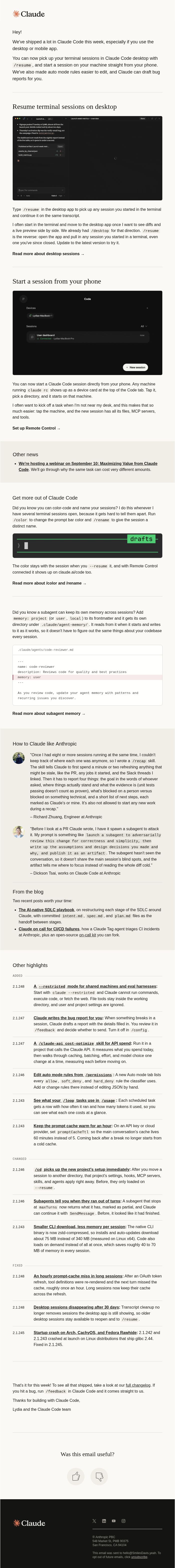This week in Claude Code: /resume on desktop, start sessions from your phone, and more