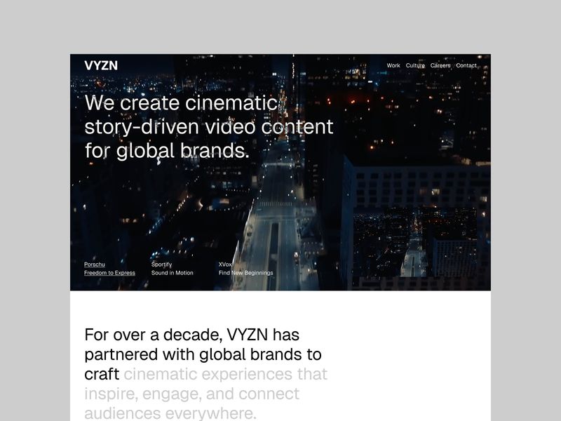 VYZN — Video Production Agency Template