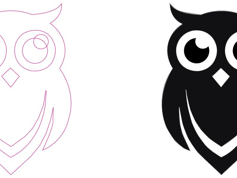 Owl Icon — Pen Tool Vector Study