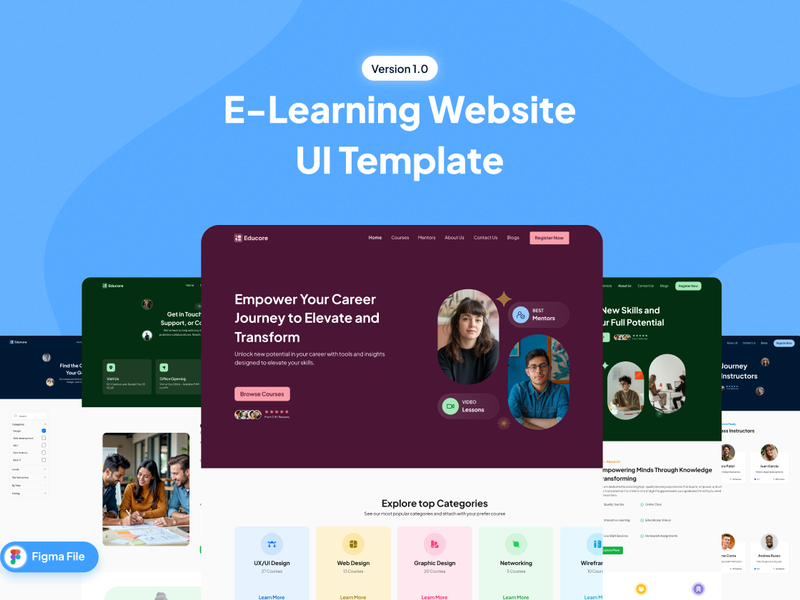 Educore E- Learning website template — Figma Resources on UI8