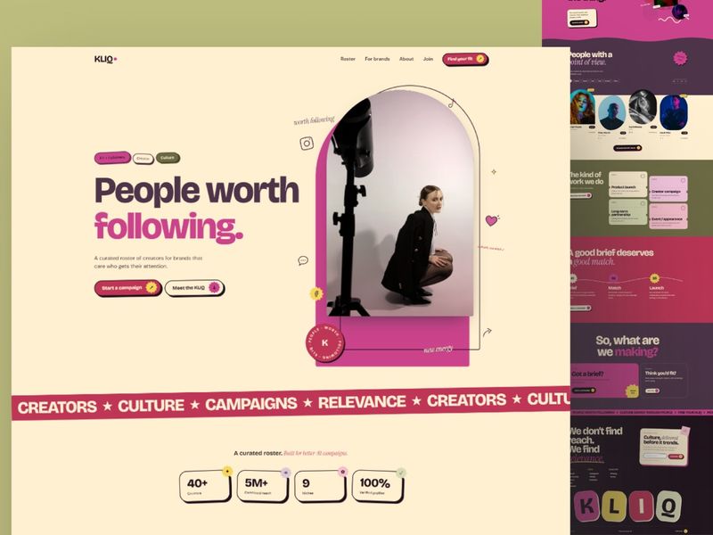 KLIQ - Creator Management Website UI Design