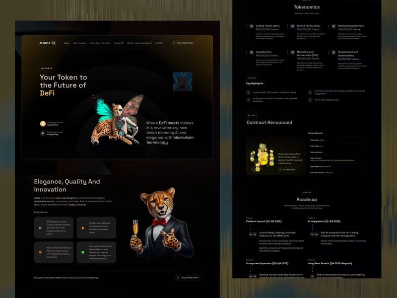 Aitafly Token Website Design | AI Meme Coin Animation