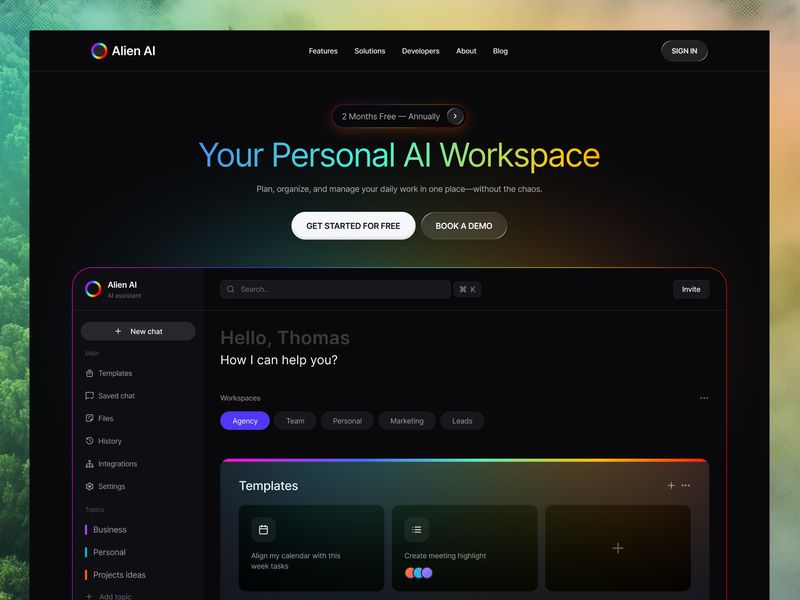 AI Workspace Landing Page UX