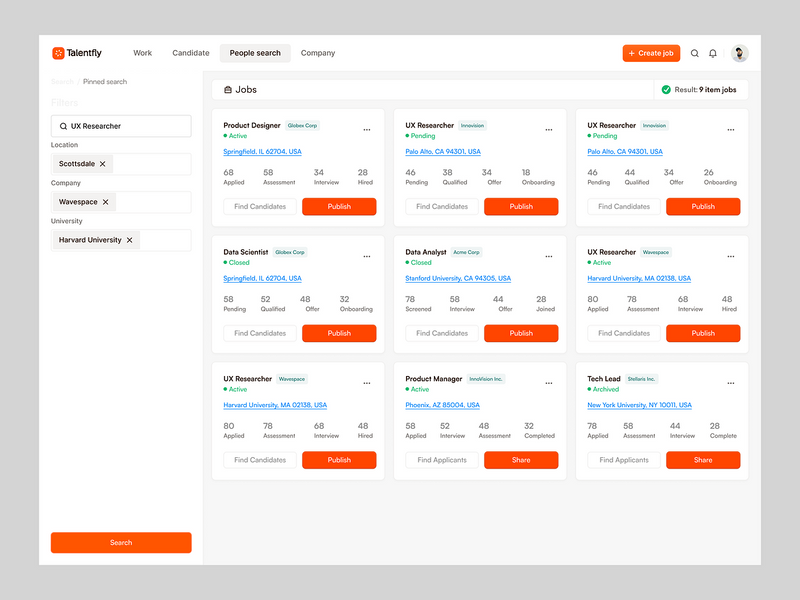 Talentfly- Job Search Dashboard