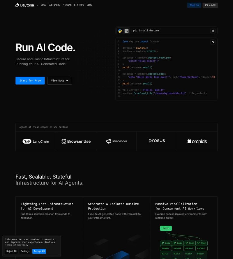 Screenshot taken from daytona.io