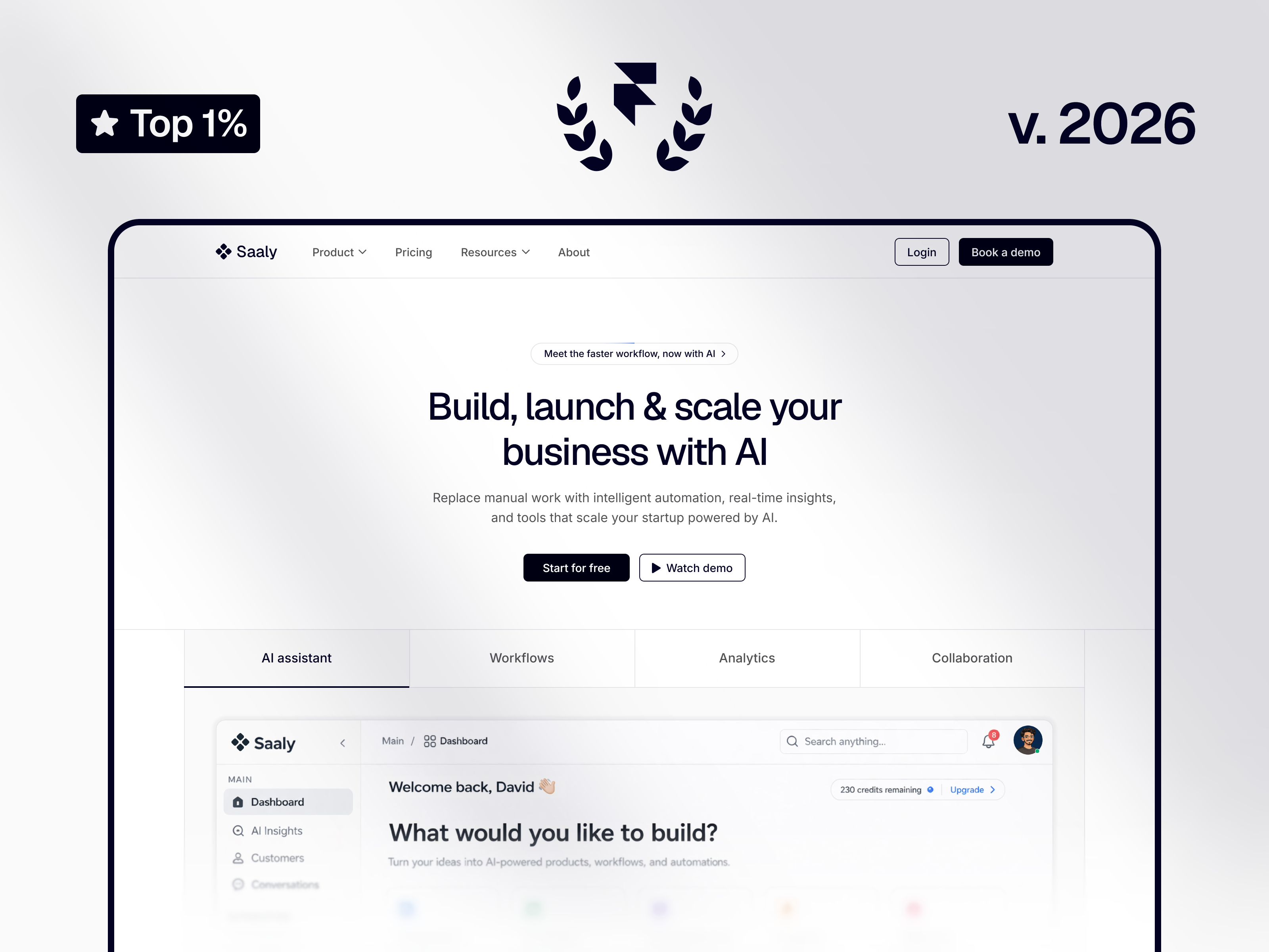 Saaly - AI SaaS & Startups Website Framer template