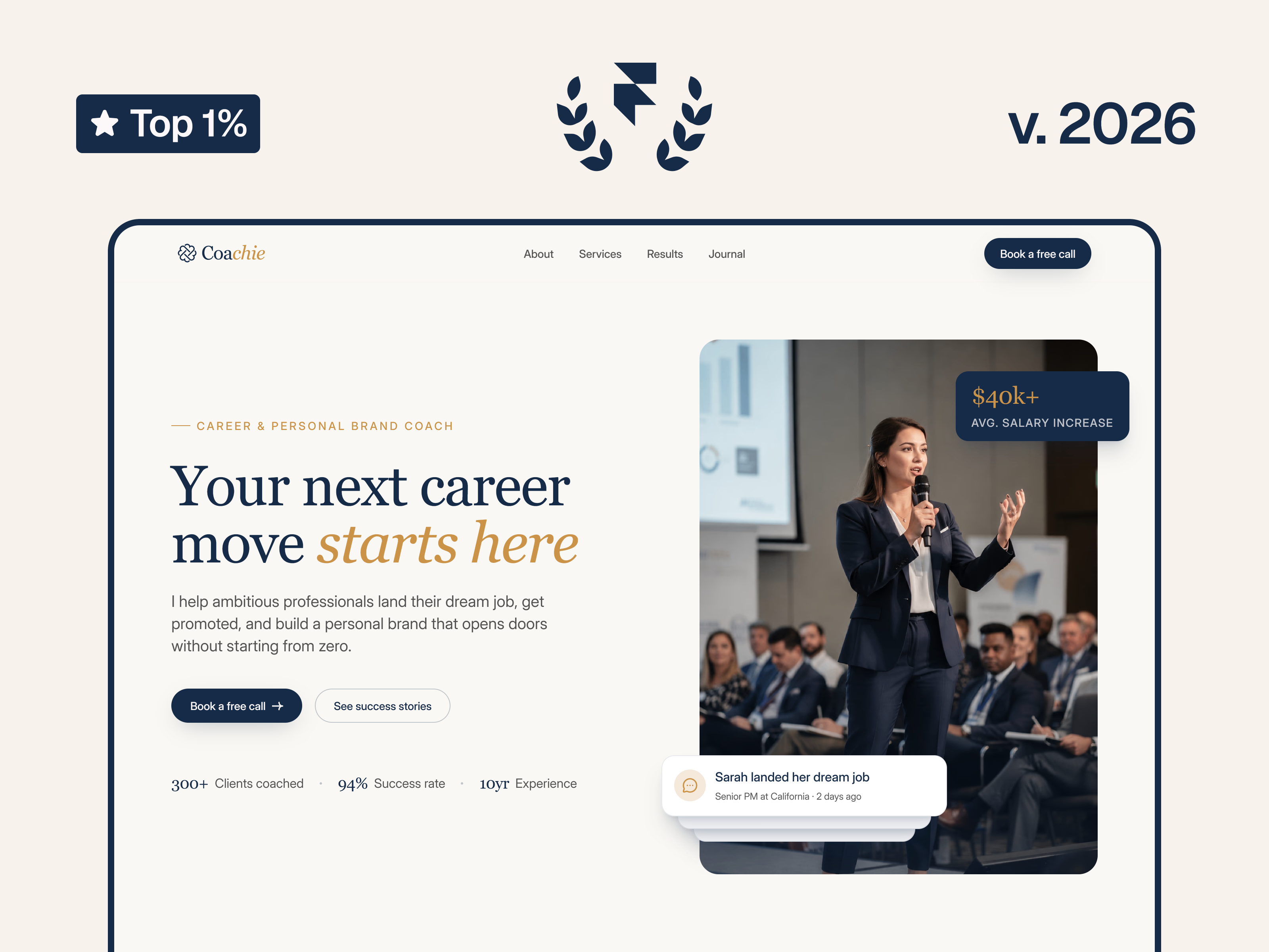 Coachie - A Premium Career & Personal Coach Framer Template Image 0