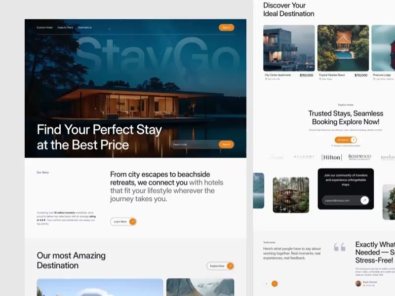 StayGo - Minimal Hotel Website Design 