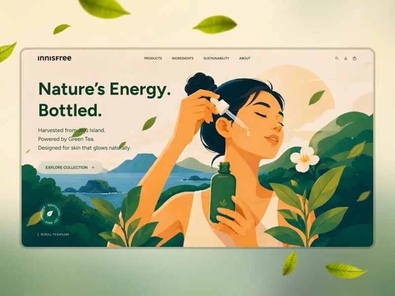 Nature-inspired Skincare Landing Page • Editorial Illustration