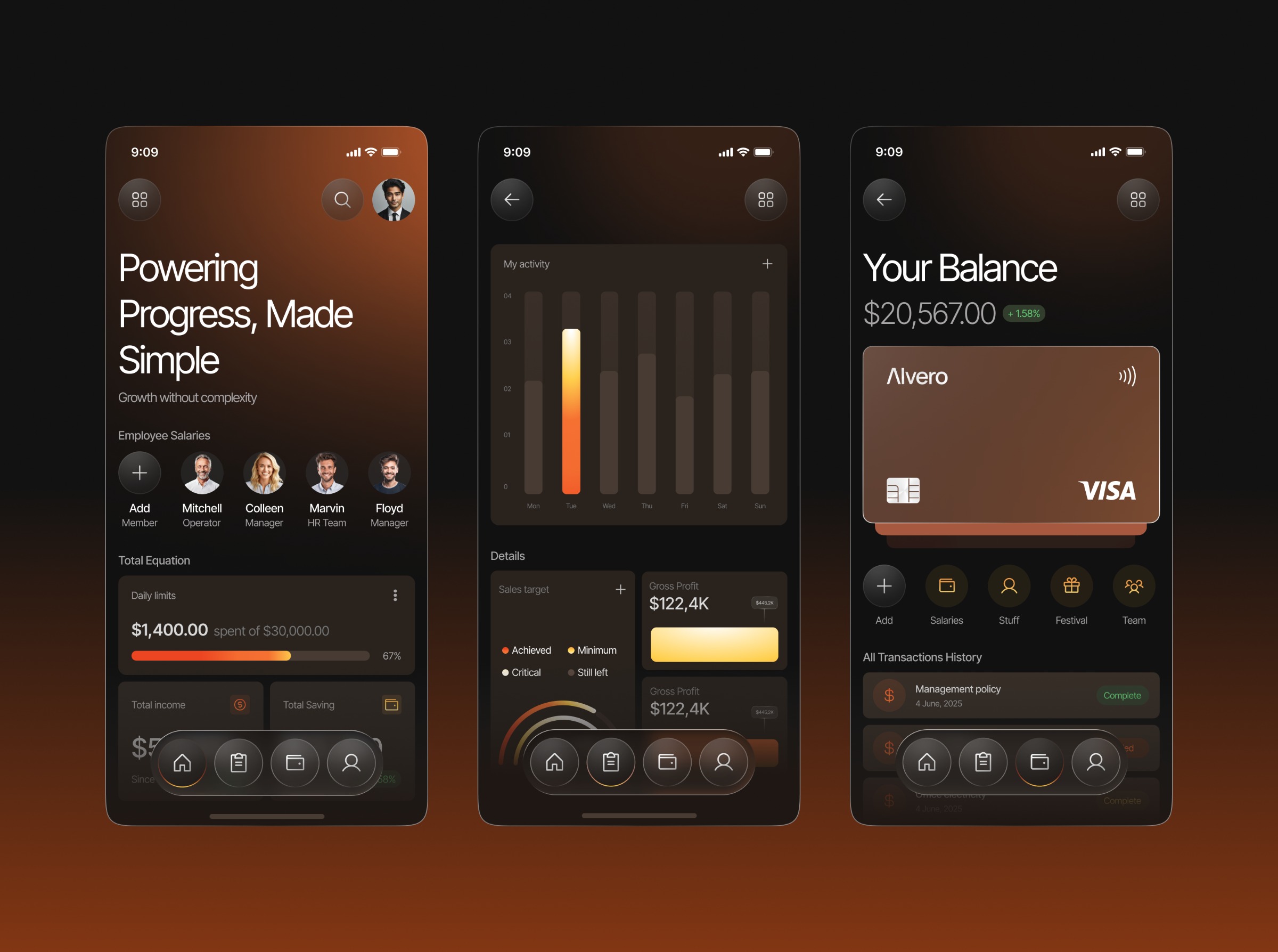 Finance App UI UX Design | Fintech Mobile App Dark UI