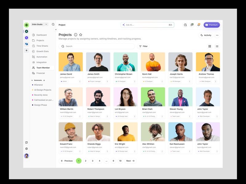 Project Management Dashboard – Team Members Overview