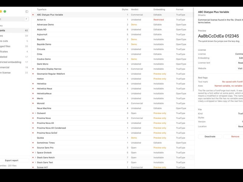 Inktrap: Font license auditor for macOS | Lexington Themes