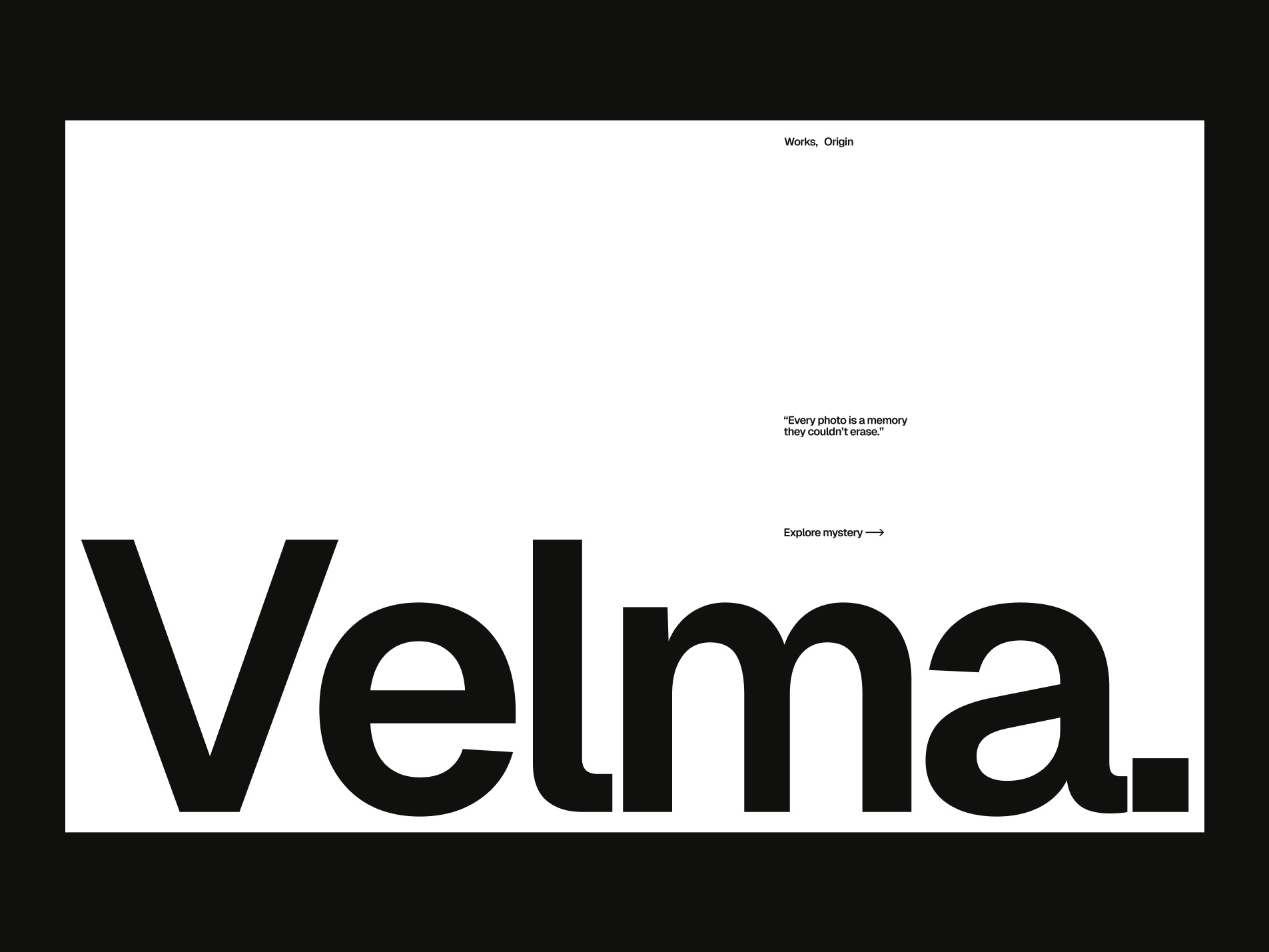 Velma – UI Concept for Personal Photography Site
