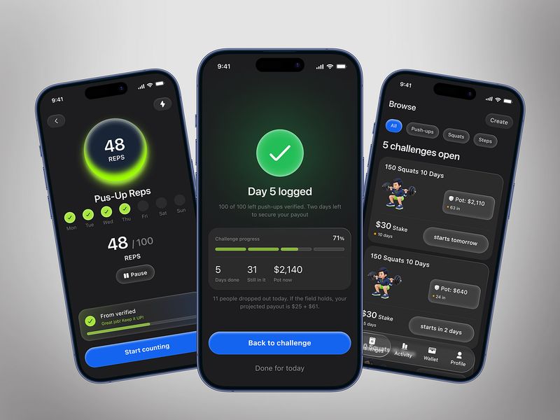 Fitness Challenge App |  Tracking & Workout Progress Design