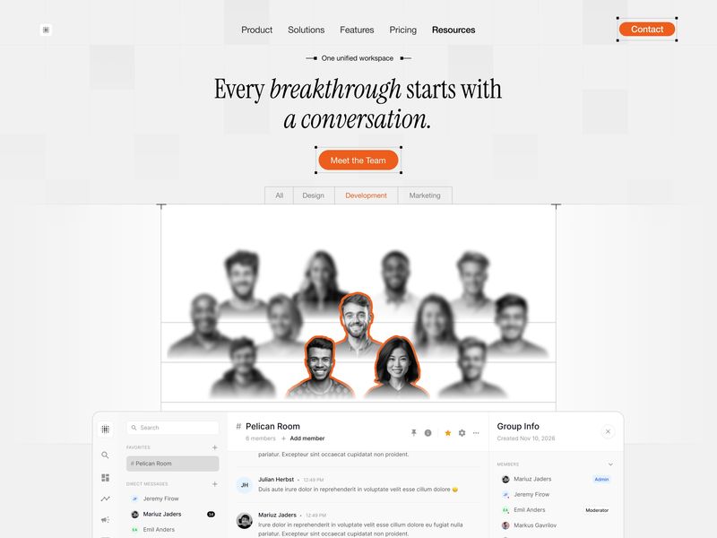 🤝 Unified Team Workspace — Collaborative Platform UIUX Design | Landing Page Design & Development in Framer