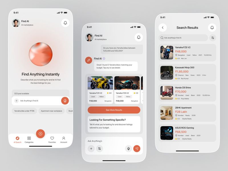 AI Search Marketplace App Design