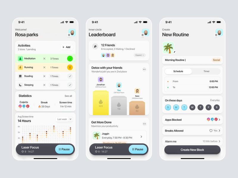 Gamified Habits & Screen Time Mobile UI 📱