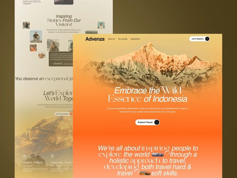 Modern Travel Experience Website - Editorial Adventure UI