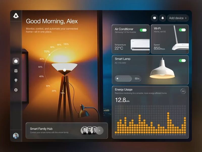 Smart Home Control Dashboard | Web App UI/UX