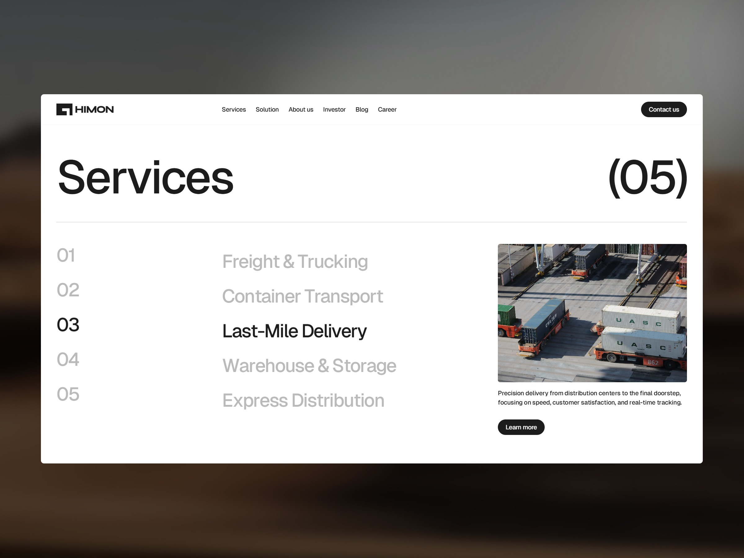 Himon - Logistics & Transport Website